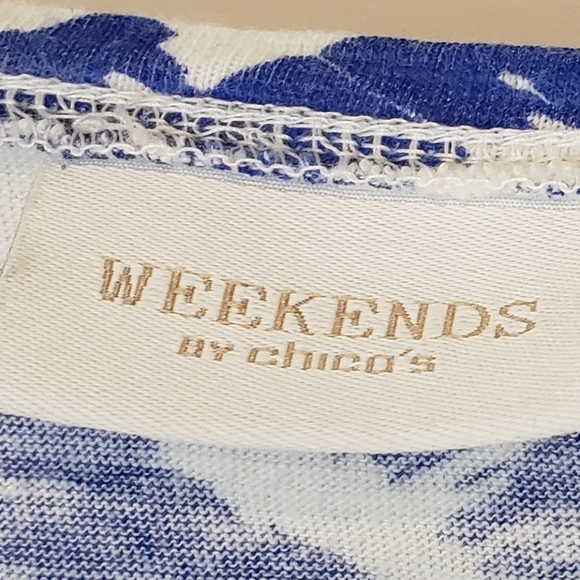 Chico's (Lot of 3) Summer Tops Size 0 Pink Blue & White Coral Machine Wash - Picture 7 of 16